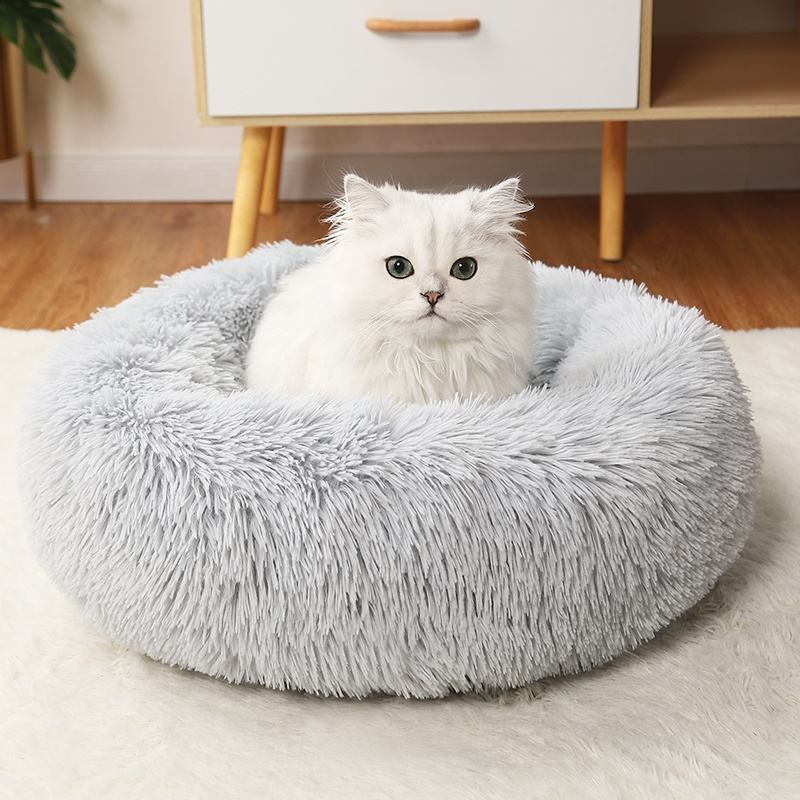 Zelpawx Calming Donut Pet Bed - Anti-Anxiety Faux Fur Cushion