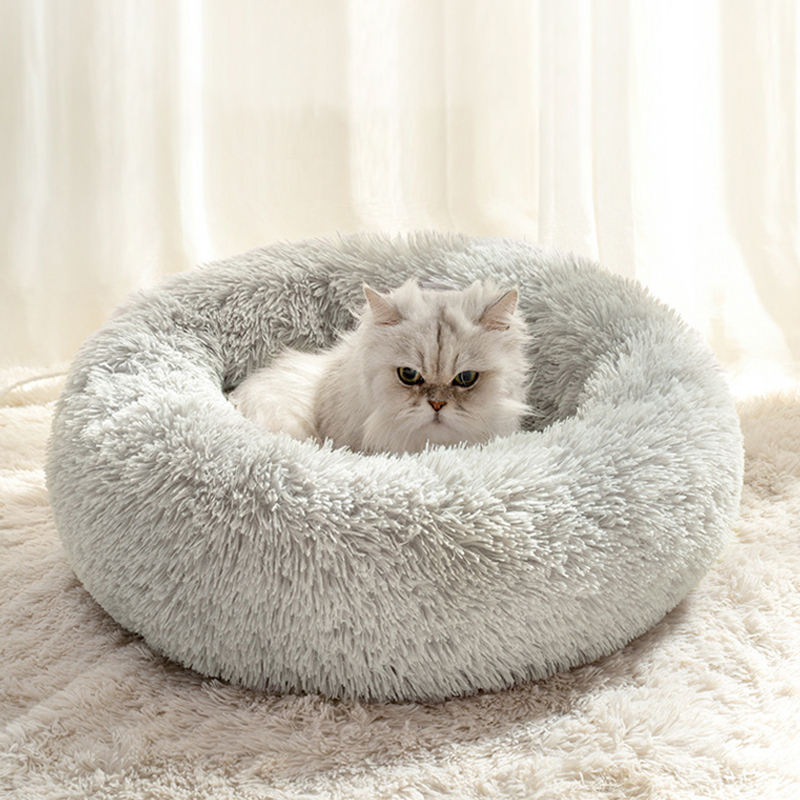 Zelpawx Calming Donut Pet Bed - Anti-Anxiety Faux Fur Cushion